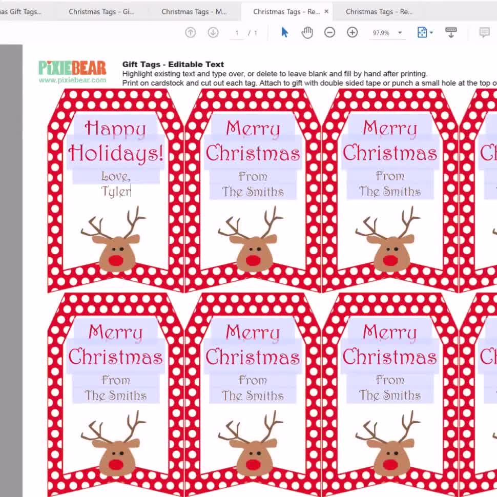 Christmas Tag Collection Printable Gift Labels With Cute Flat Xmas