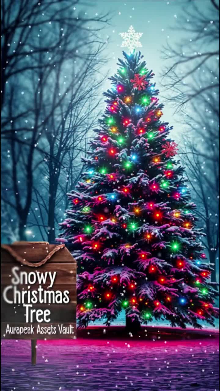 完璧なループショートビデオ | 自然の中のクリスマスツリー | 雪 | フルHDの雰囲気のあるビデオ, image size:720x1280