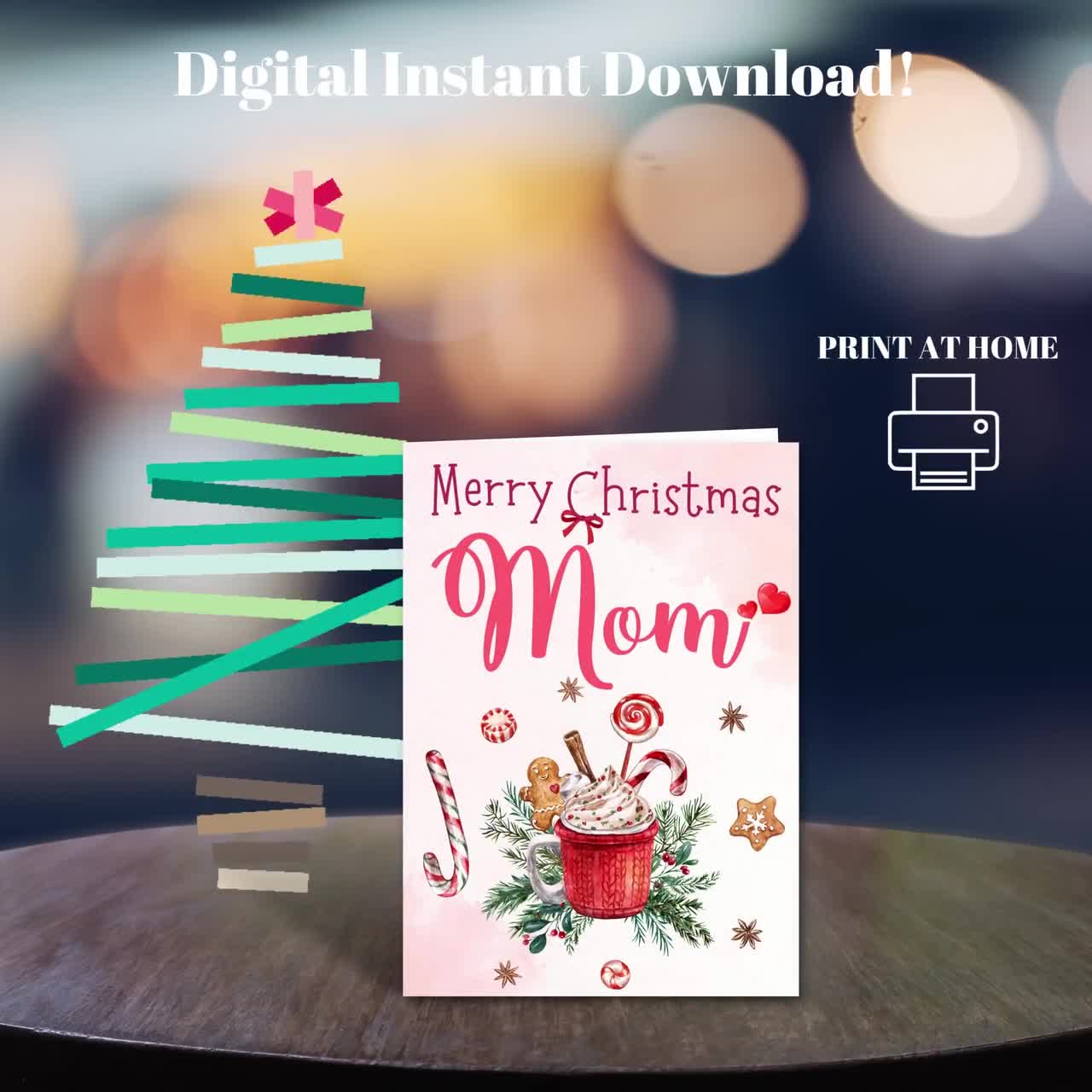 To My Special Mother at Christmas Card Print. Christmas Message Card for  Mom Printable. Merry Christmas Card for Mother. (Download Now) 