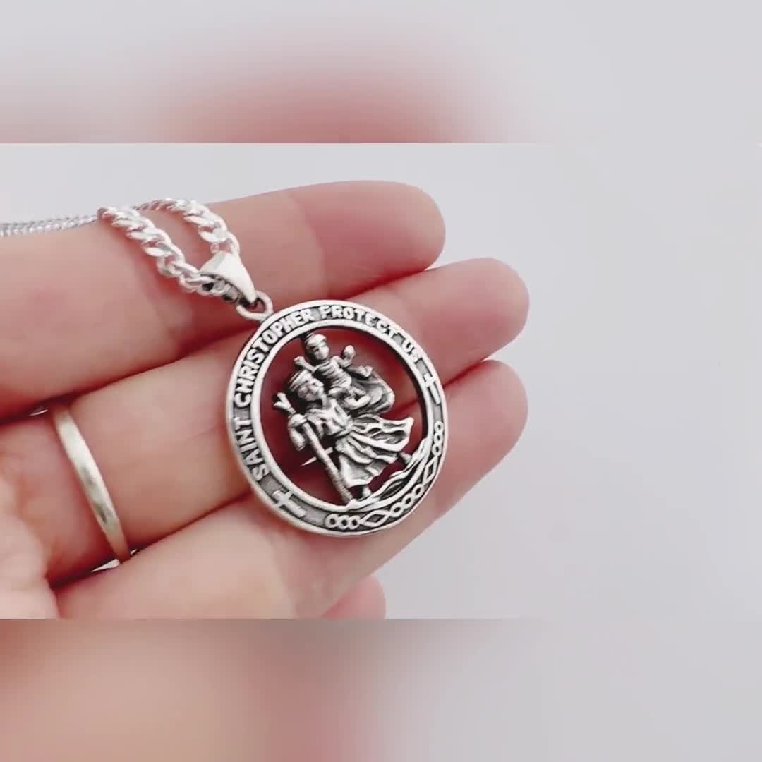 Collana con ciondolo di San Cristoforo, ciondolo da viaggio, santo patrono dei viaggiatori, accessorio religioso - Italia