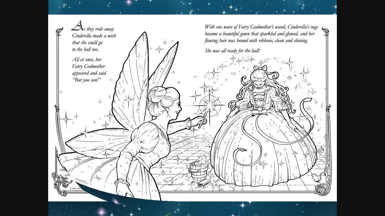 Cinderella Coloring Book, Coloring book by Herb Leonhard, Fairy