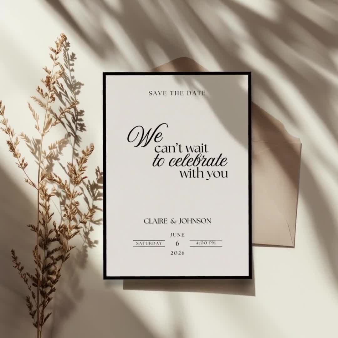 old money aesthetic save the date wedding template, modern save the date  card, wedding announcements, minimalistic wedding stationary, image size:1080x1080