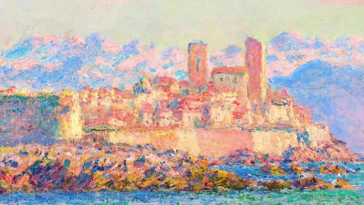 モネ「アンティーブ、ル・フォール」ジクレープリント：印象派の海景画