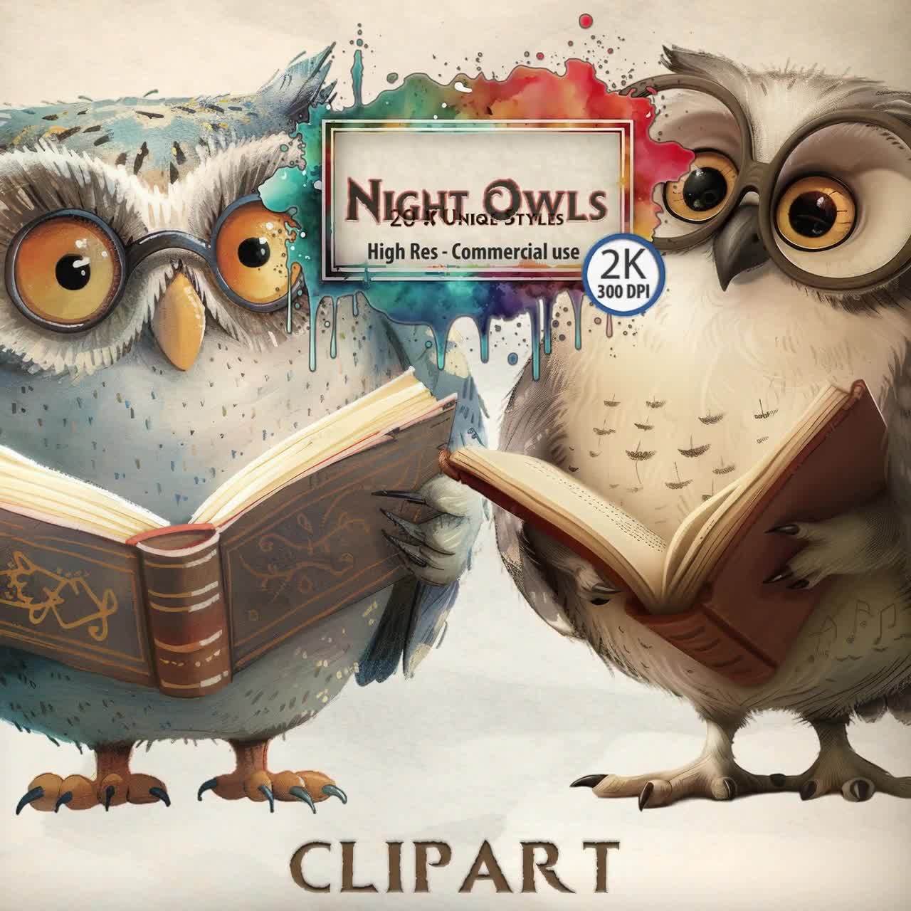 Night Owls Clipart Bundle: 20 PNG Illustrations (digital Download