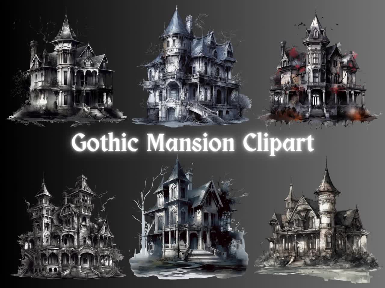 Gothic Mansion Black Pillow Case