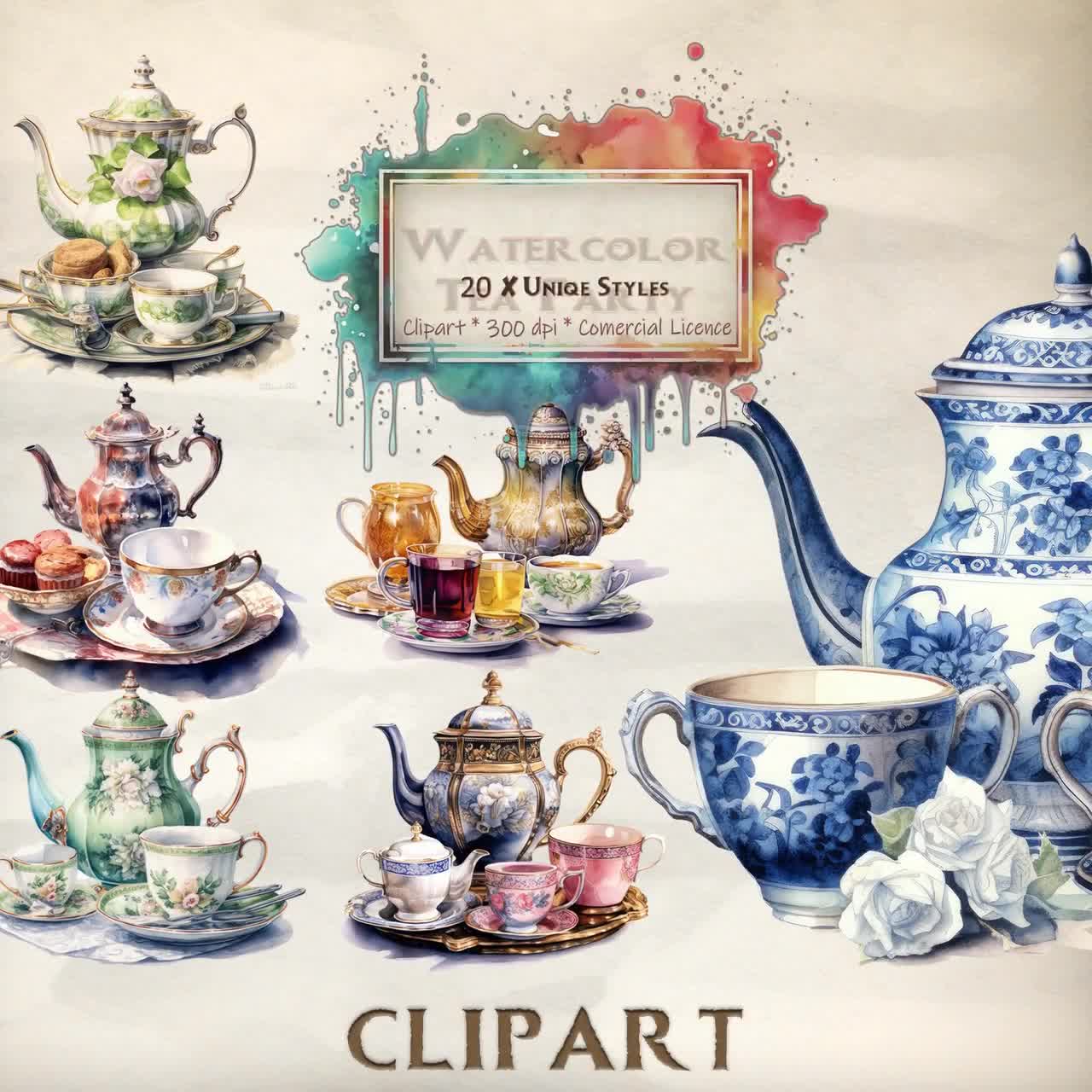 Watercolor Christmas Teapot Tea Time Clipart (2864619)