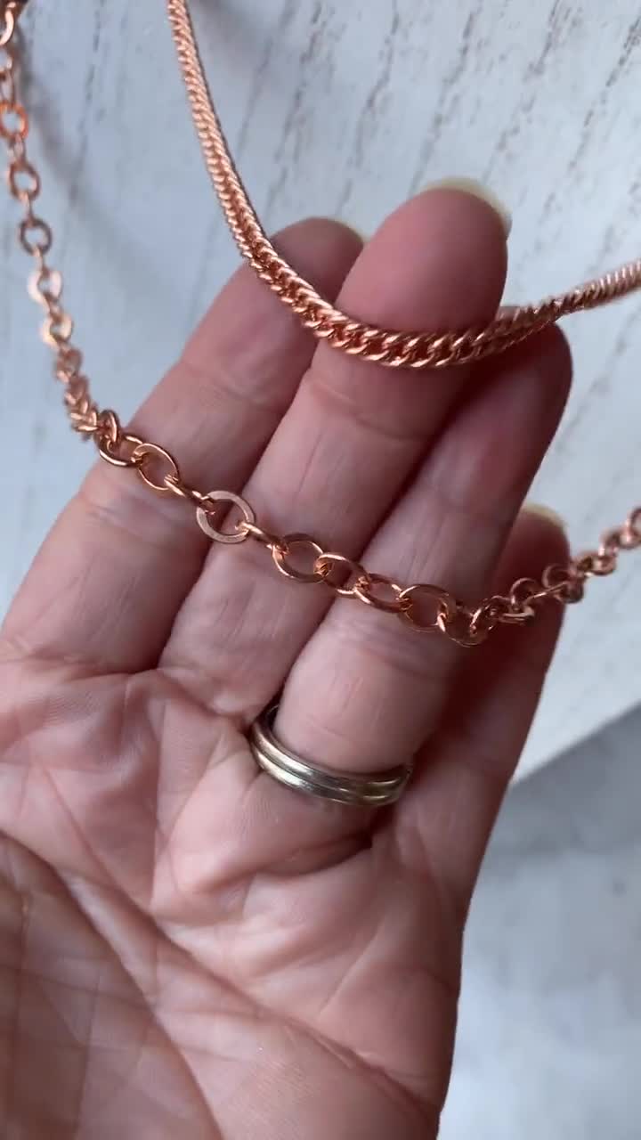 Solid Copper Chain, Antiqued Copper Necklace