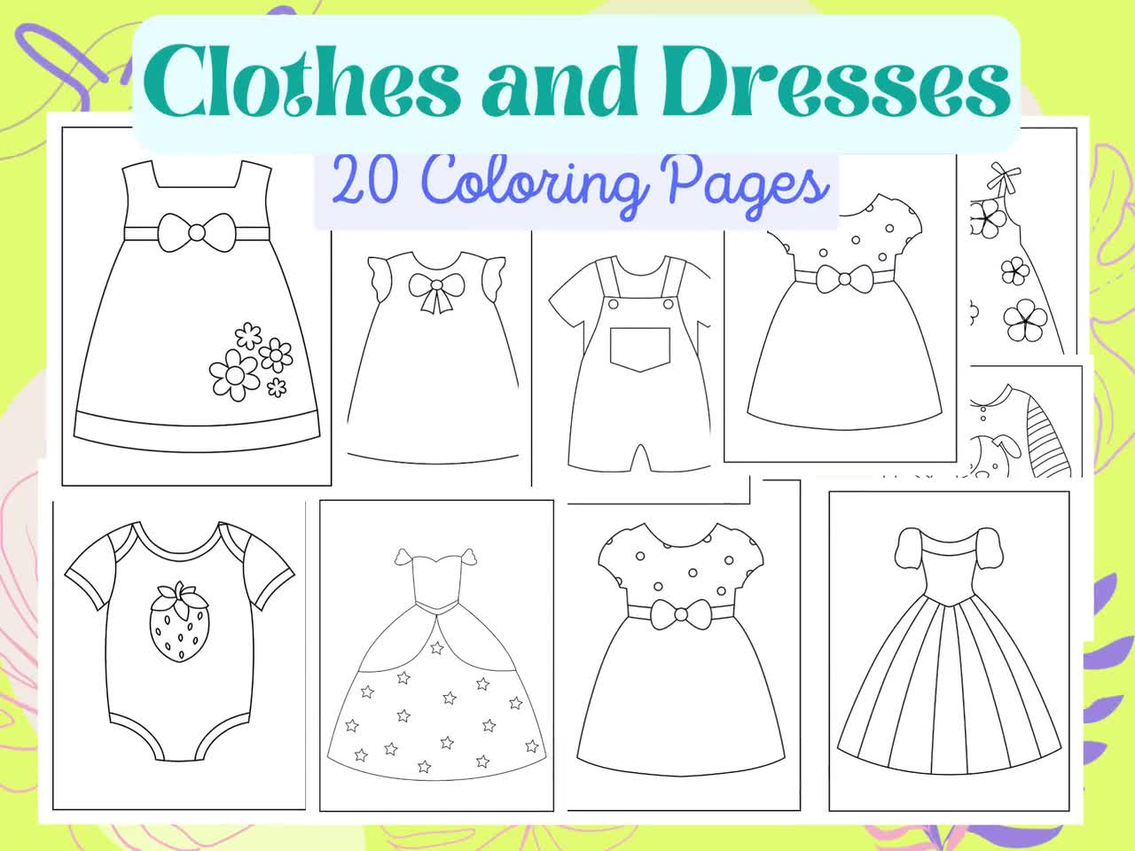 Baby Kleidung und Kleider Malvorlagen für Kinder, Kleid Malbuch für  Mädchen, Mädchen Färbung Aktivität, digitaler Download - Etsy Österreich, image size:1280x960