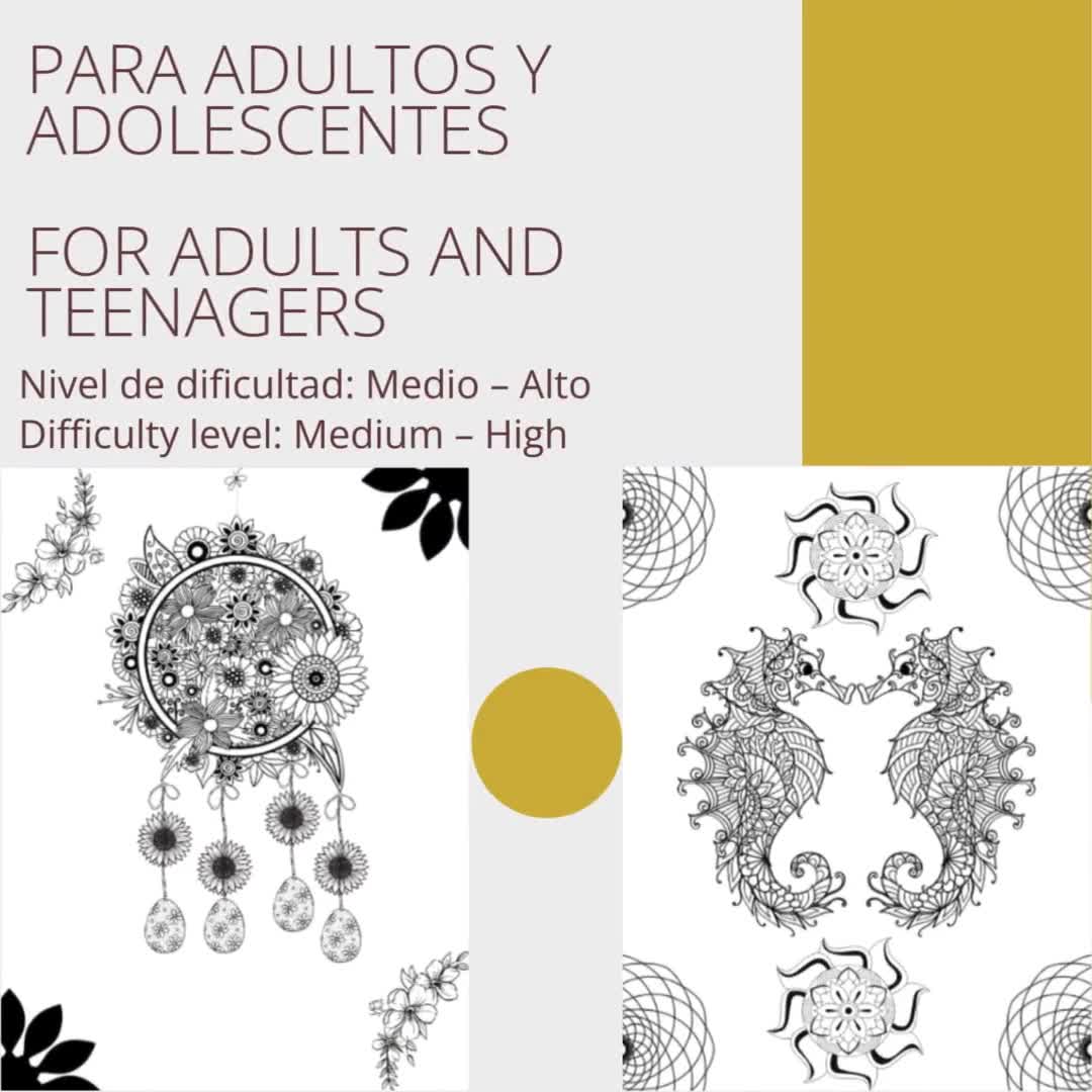 Libro para colorear mandalas | Mandala Coloring Book | 60 páginas / pages |  PDF A4 / US Letter, image size:1080x1080