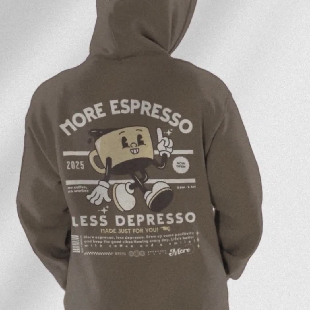 Espresso Brown Coffee Hoodie: Retro Barista Gift, Back Print - Etsy