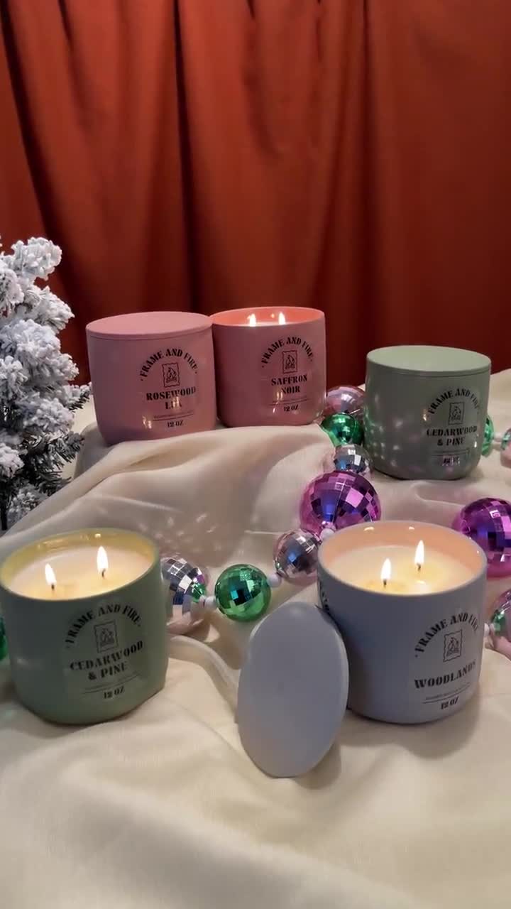 Hand-Poured Coconut Apricot Candle: 12oz Ceramic Jar with Lid video poster