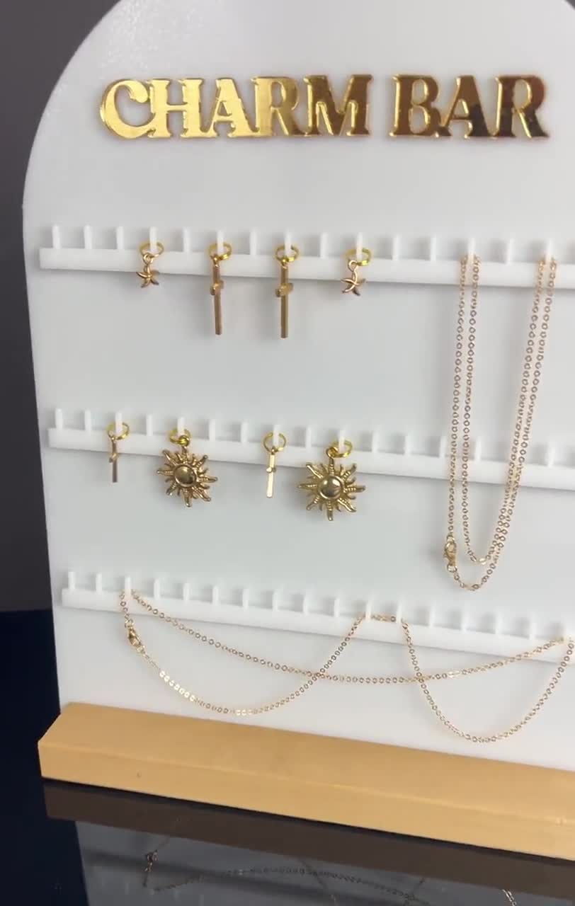 Porte Colliers Anti Noeuds Présentoir à Bijoux Josmimic - 3 étagères - Porte-colliers Réglable - Blanc/noir/or - Grand Rangement Porte Colliers Réglable