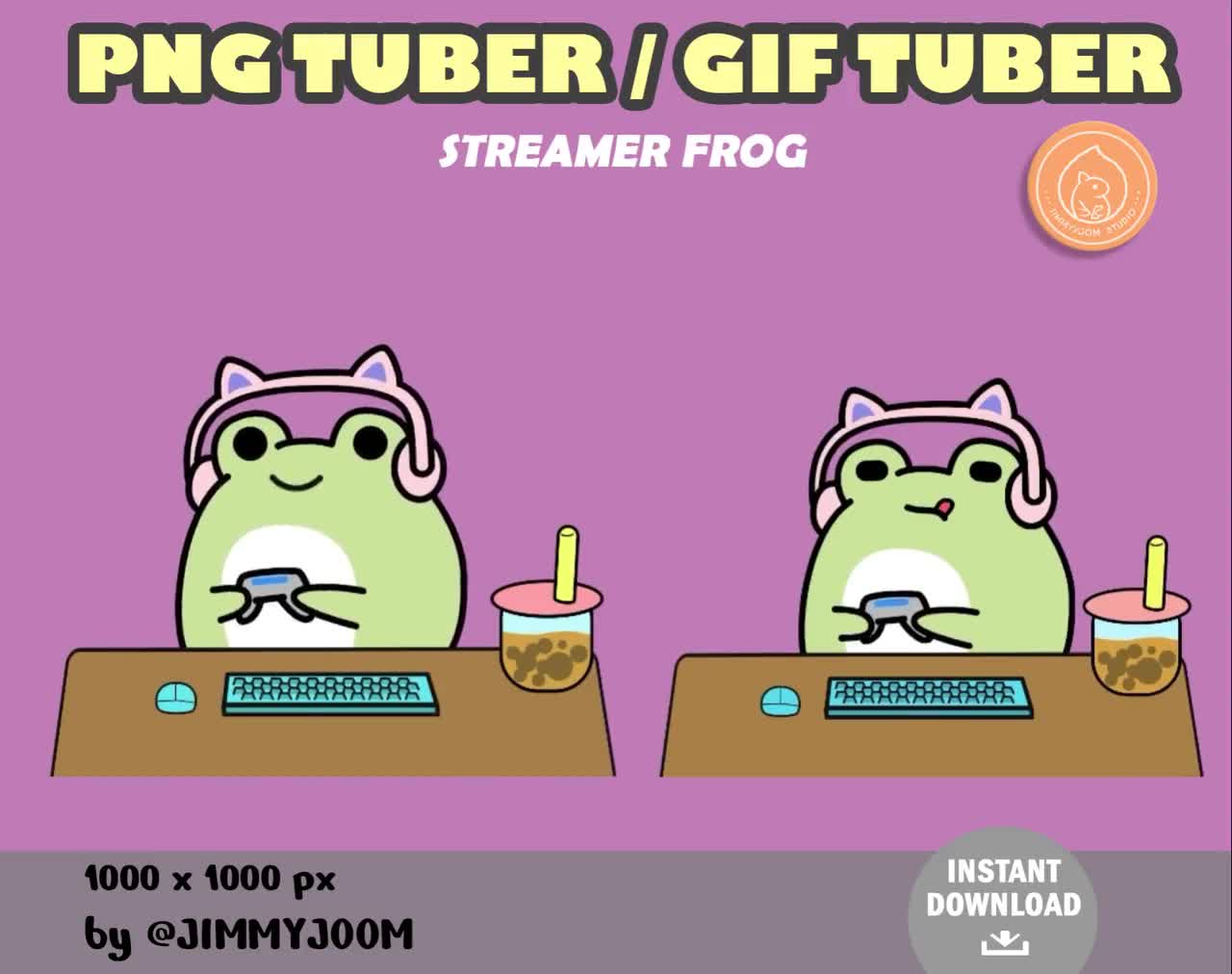 Kawaii Animated Frog GIF Twitch Discord PNGtuber, Vtuber, Emote for Stream