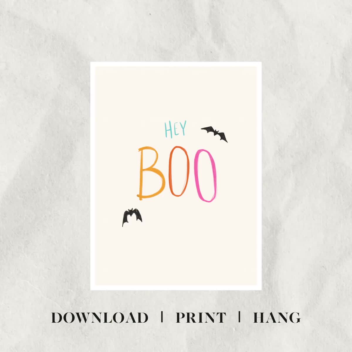 Halloween ' Hey Boo' Printed Bat Shape Décor