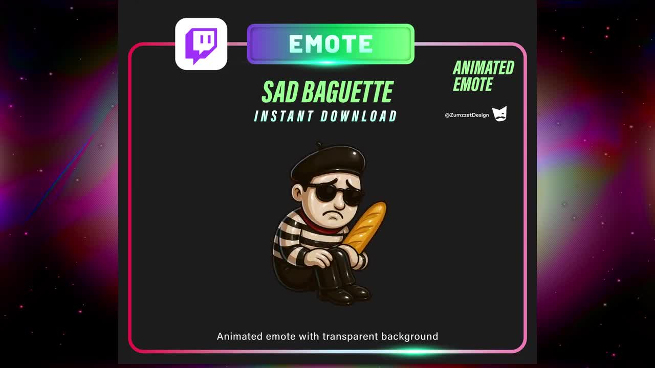 Animated Sad Mime Twitch Emote: Streaming Reaction (Digital Download)