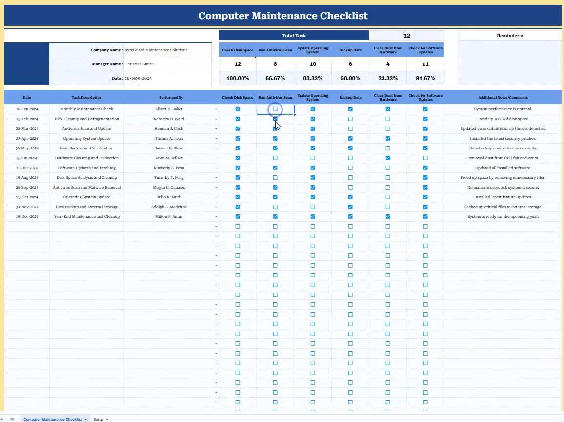 Computer Repair Check List Regular 25 Computer Maintenance Checklist