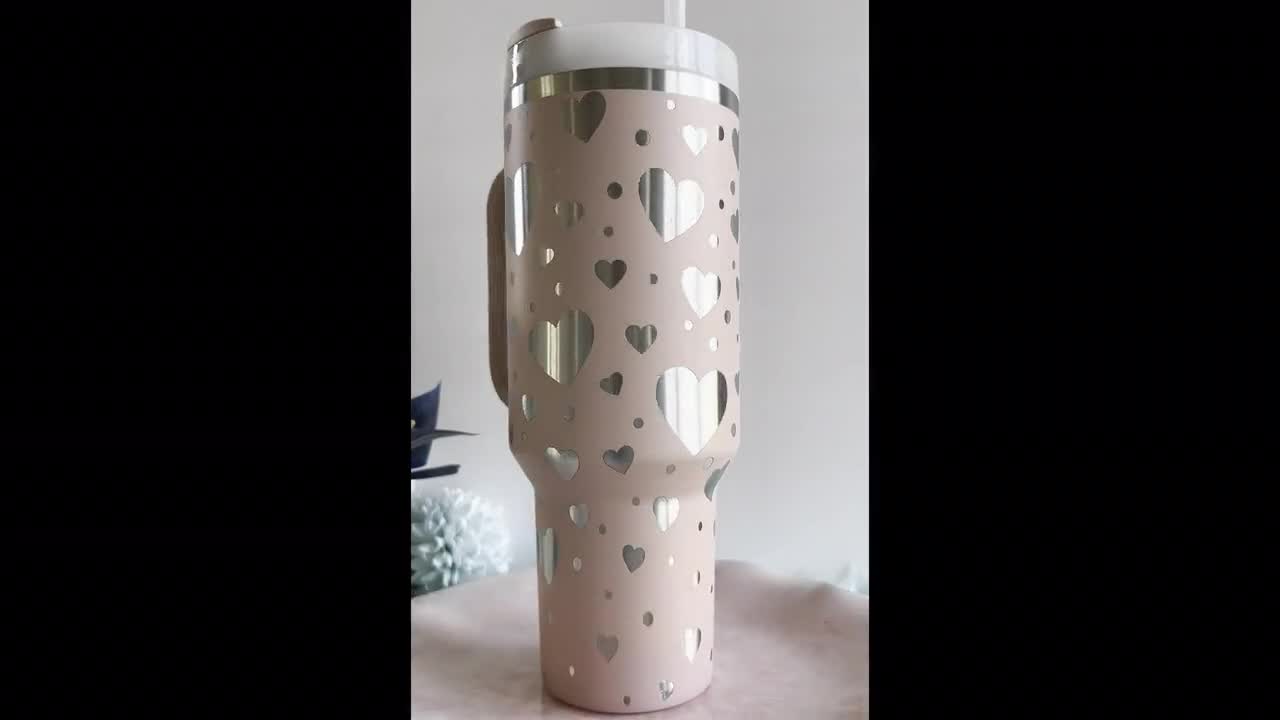 Laser Engraved Stanley 40oz Travel Tumbler With Handle Heart