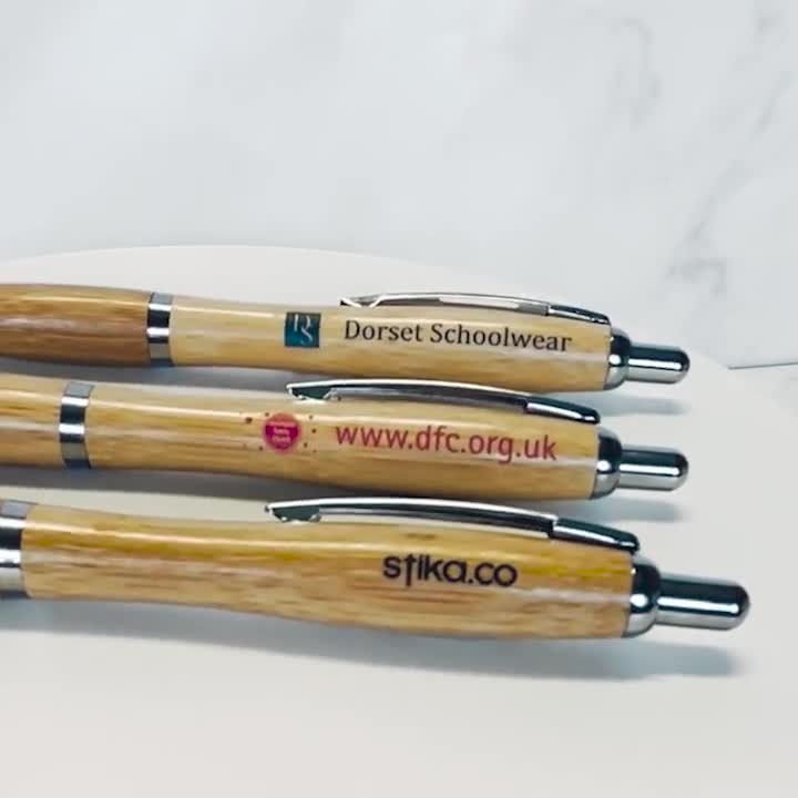 Penne di bambù ecologiche stampate personalizzate, penne a sfera  promozionali, ufficio, scuola, eventi con il tuo testo/logo -  Italia