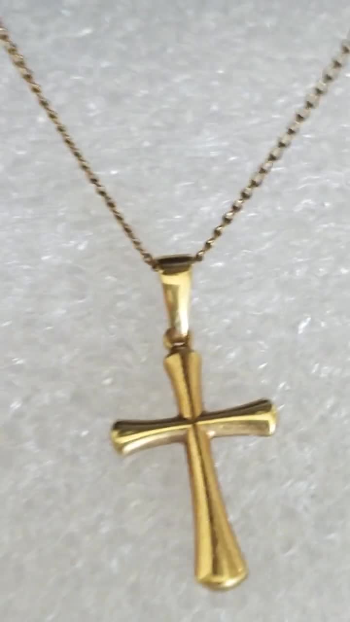 14Kt Yellow Gold Unisex Cross Pendant Necklace Spiritual & Catholic Relic  Makes a Nice Gift