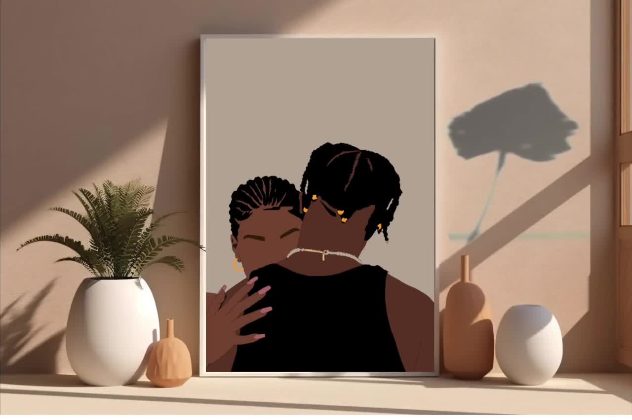 Black Love Art, black Love Wall Art, Black Couples Wall Art, Black Couple  art, black Love, African Art, African Wall Art, Black Art Print