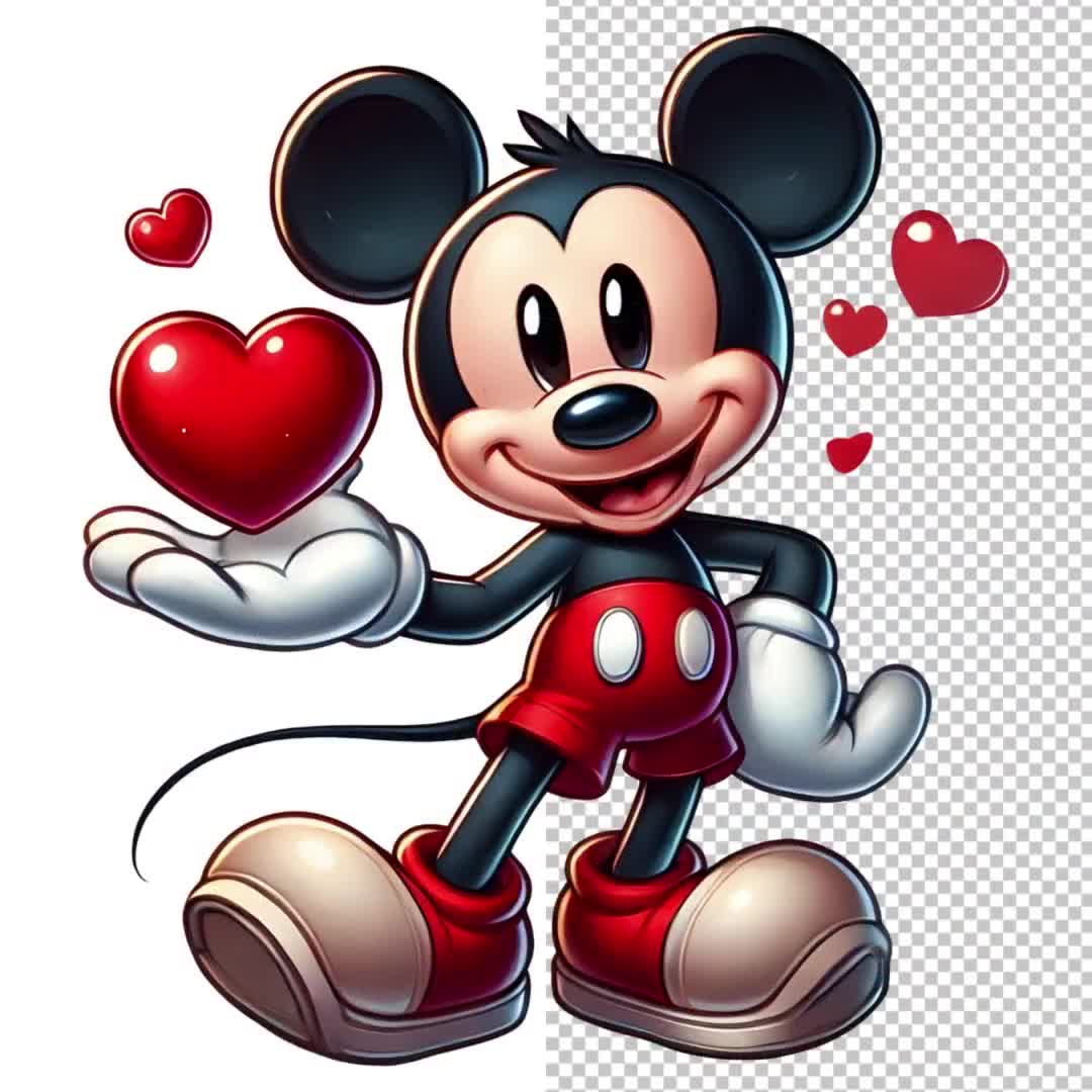 バレンタイン ミッキー＆ミニーマウス PNG バンドル (デジタル