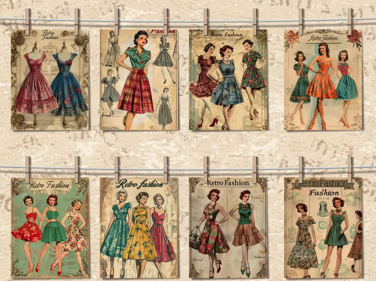 Vintage 1950s Fashion Printable Fashion Junk Journal Pages