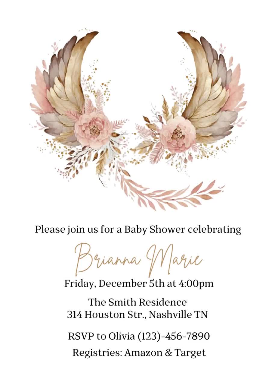 Angel baby best sale shower invitations