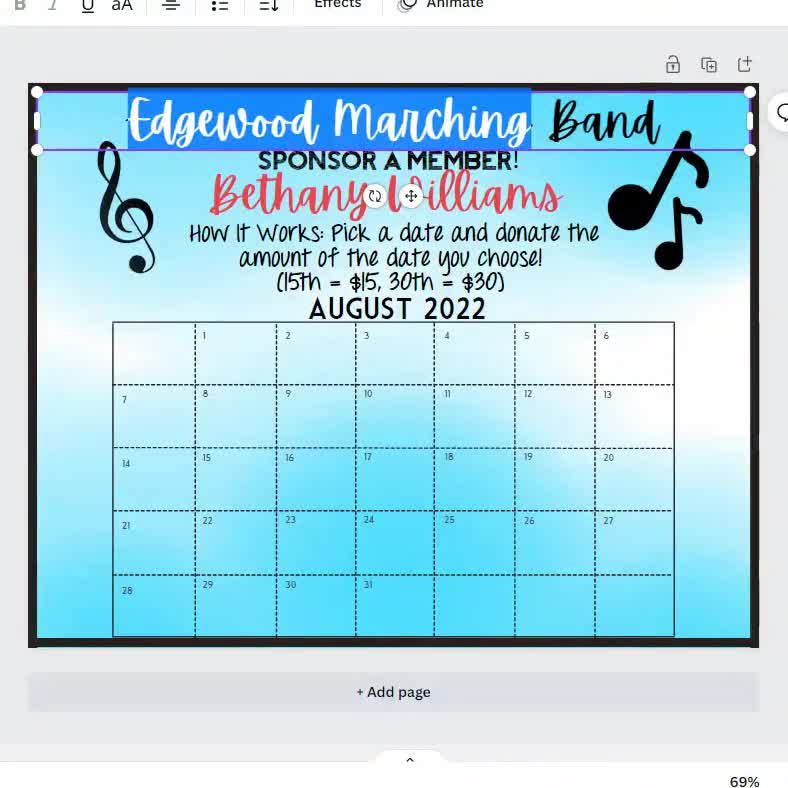 School Band Calendar Fundraiser, Marching Band Pick A Date to Donate Printable, Customizable Fundraiser, Editable Calendar, Digital Download - Etsy
