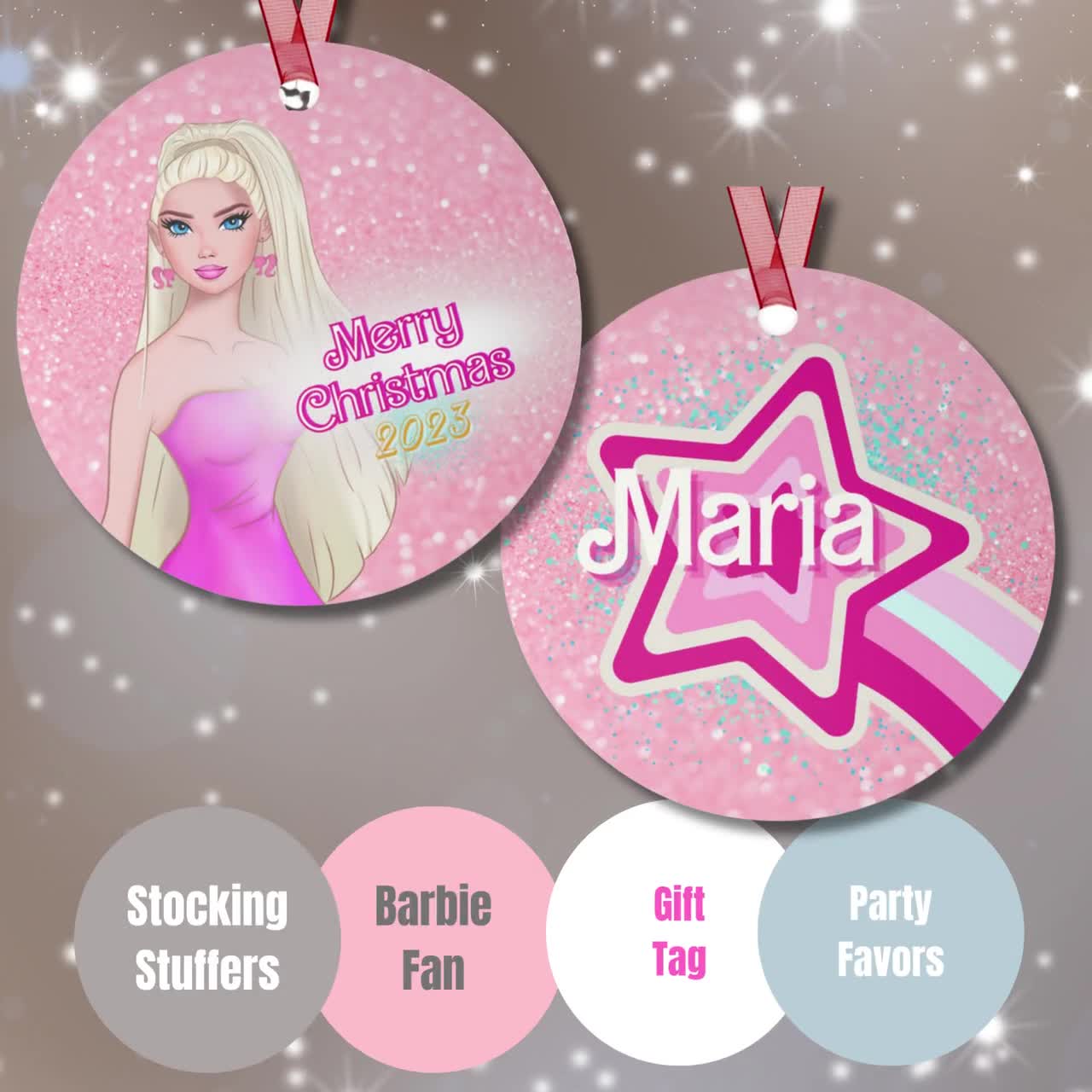 Custom Name Ornament Barbie Fan Ornament Personalized Ornament 