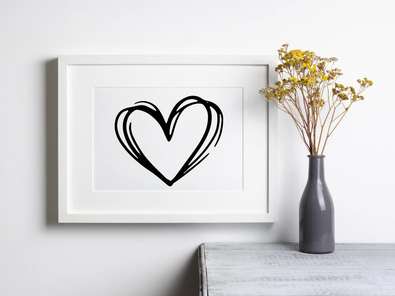 Black Sketch Heart Graphic (digital Download) - Etsy