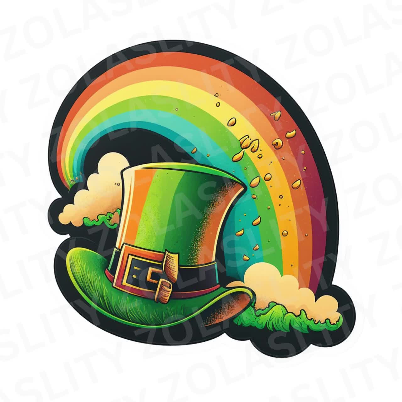 St Patrick's Day Leprechaun Rainbow Instant Download Png, Jpg, Svg