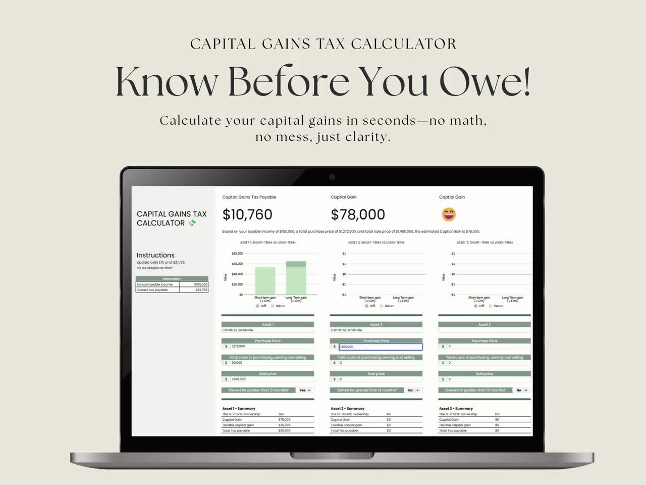 Capital Gains Tax Calculator (Australia): Investment Planning Spreadsheet  (Google Sheets)