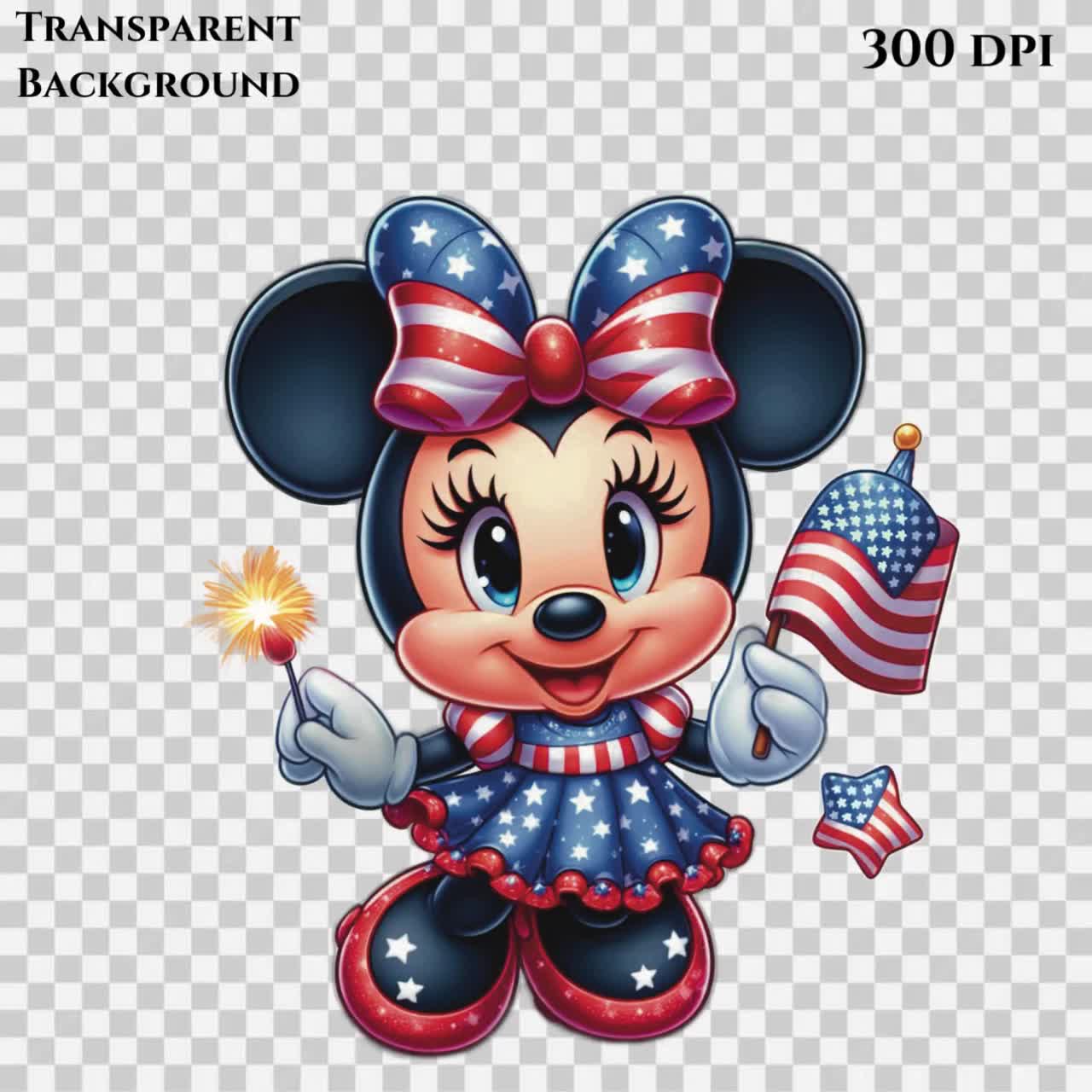 Cute 4th of July Minnie PNG | American Flag | Red White Blue
