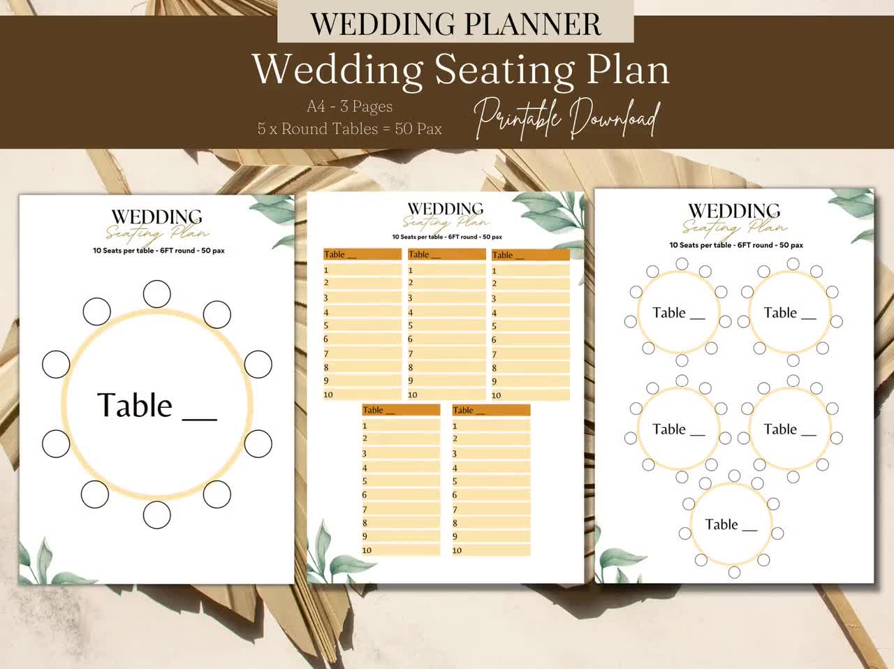wedding-table-seating-chart-50-pax-round-table-display-for-guest-names-seating-chart-organisation-planner-book-pdf-guest-seating-plan-etsy
