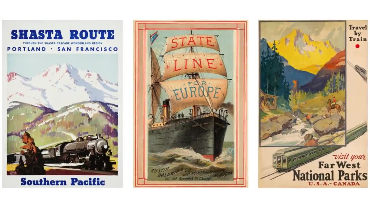Vintage Travel Poster Images of America | 38 JPG HQ Digital Image