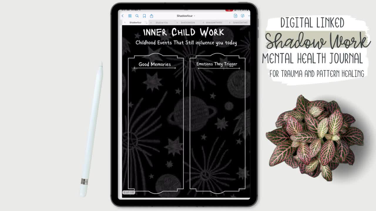 Digital Shadow Work Journal- Dark Mode  Mental Health Journal For  Goodnotes And Notability – Pink Berry Digital