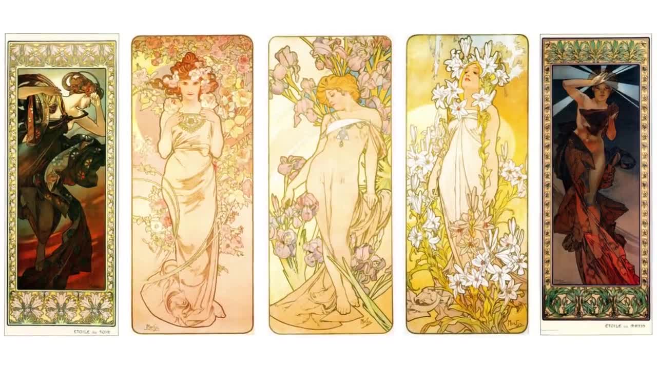 Alphonse Mucha Long Artwork Poster Images Set 1 | 45 HQ Digital