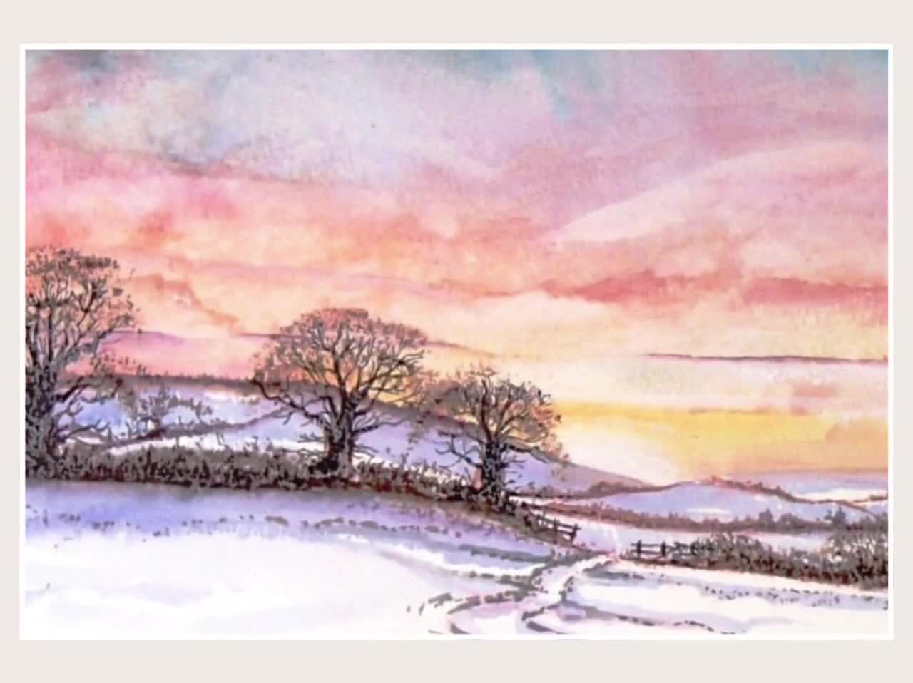 バリー・バクスターによる雪景色の水彩画、13x9 - Etsy 日本