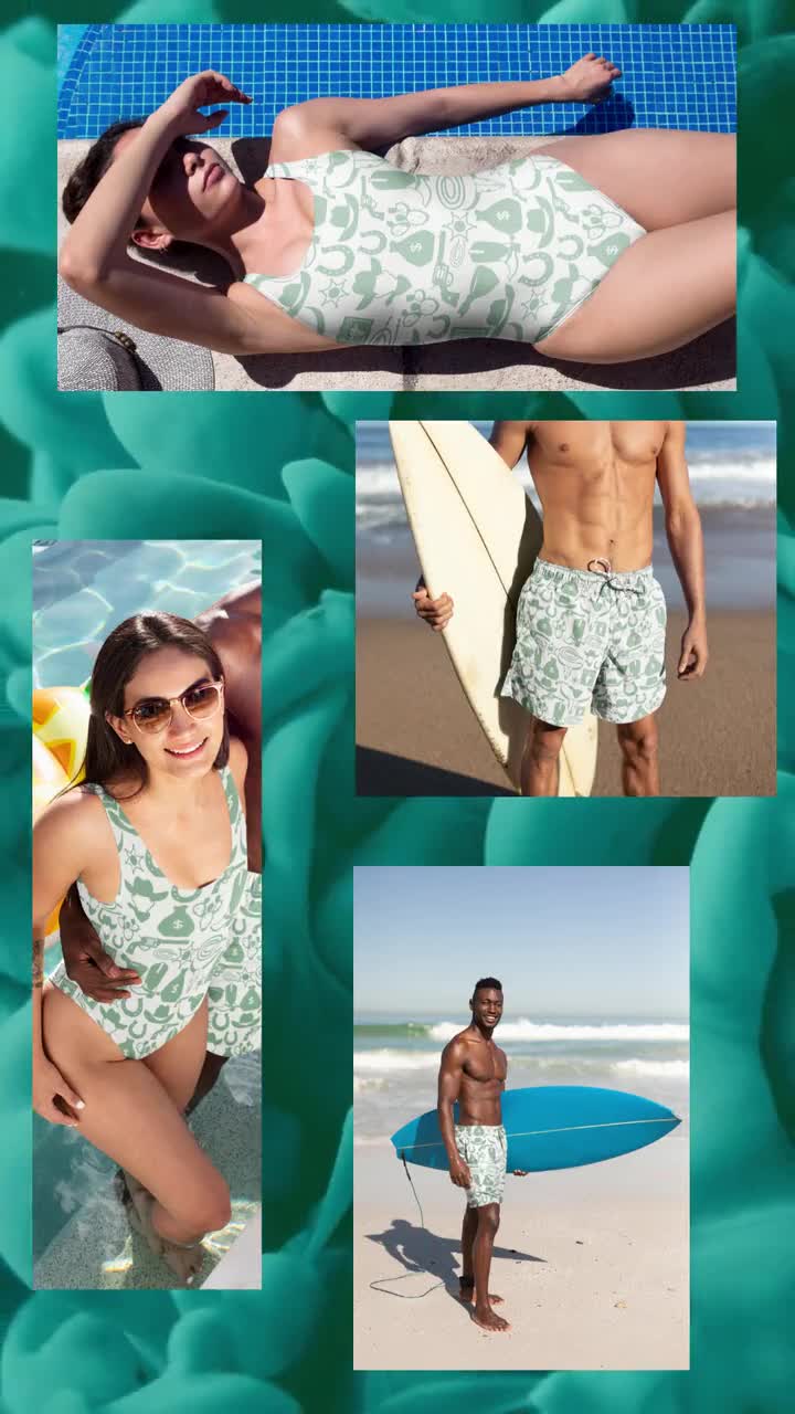 Rodeo Collage Swim Trunks