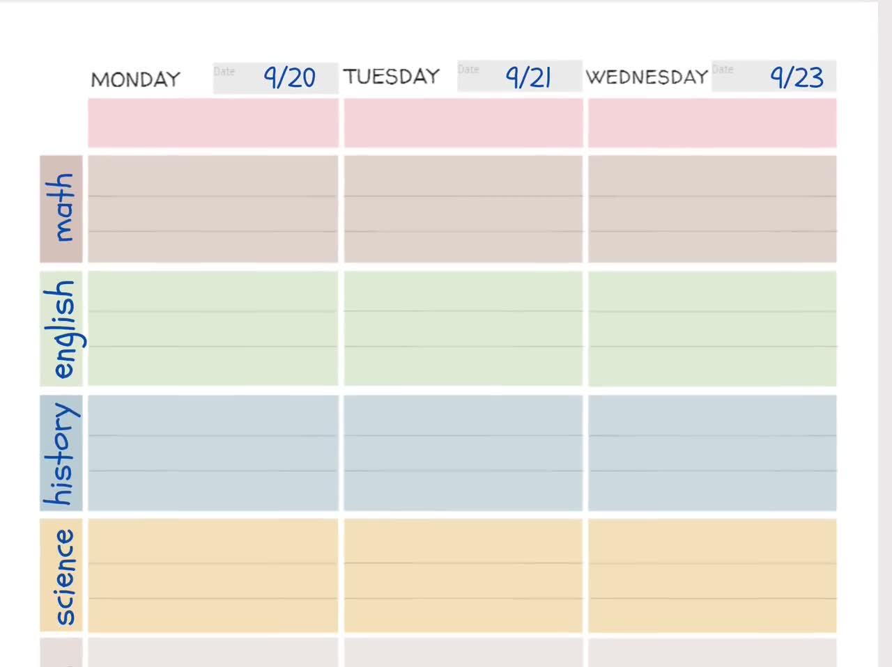 Homework Organizer Student Calendar Planner Template — TidyLady