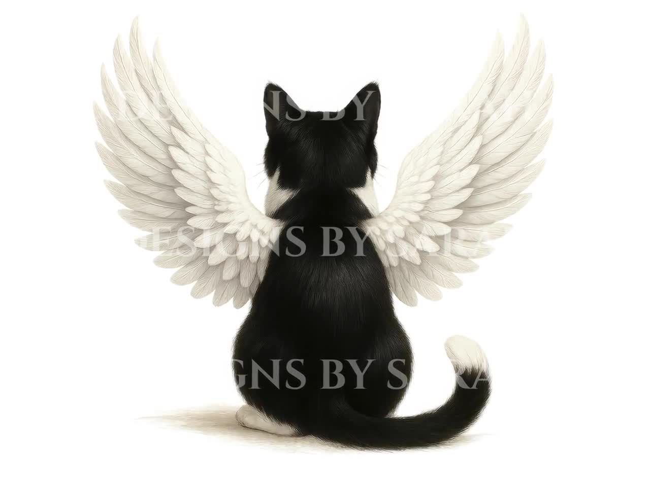 Tuxedo Cat Angel Wings Memorial Print: Pet Loss Sympathy Gift