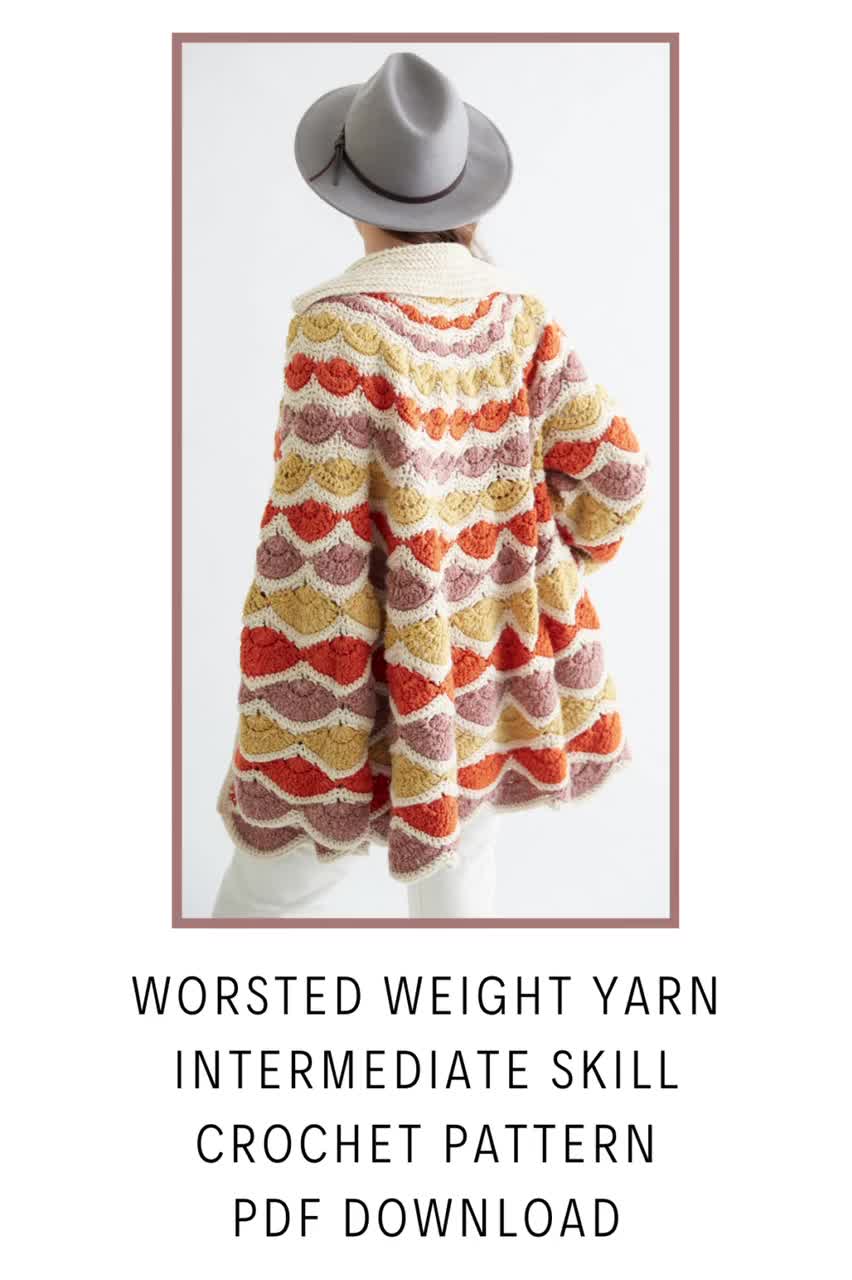 Vintage Shell Stitch Crochet Sweater Jacket Pattern (PDF) - Etsy