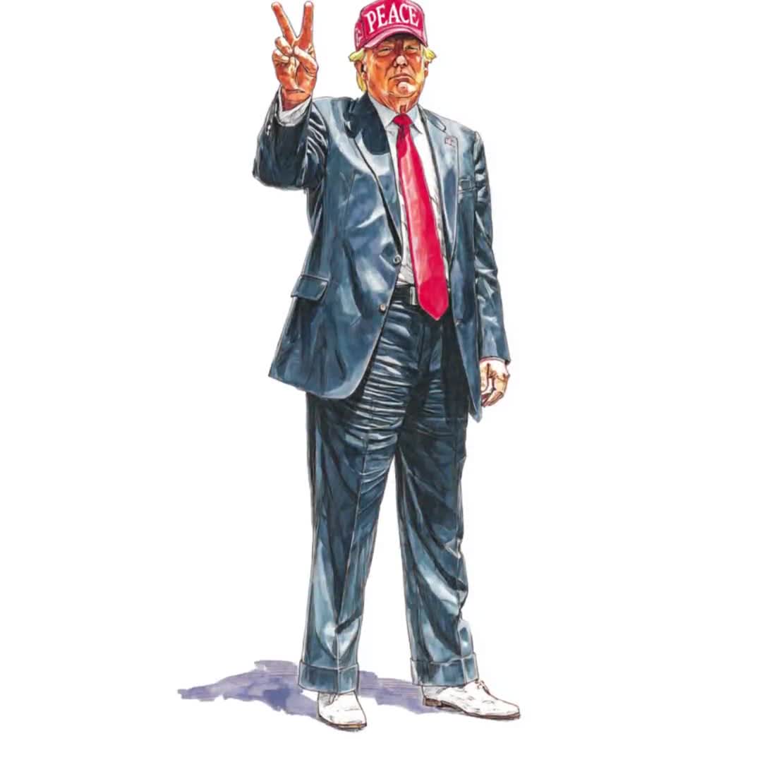 トランプのクリップアートバンドル、大統領のイラスト付きピースサイン