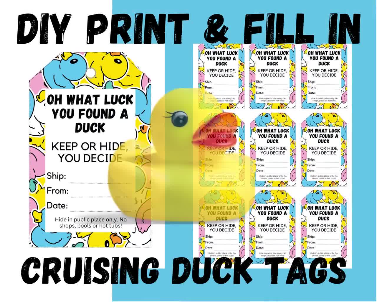 Duck Tags Cruising Ducks Rubber Duck Tag Cruising Duck Game Tags Editable  Details Printable Cruise Printables Instant Download 