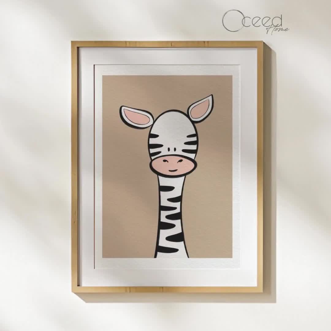 Cute Zebra Kids Bedroom Wall Print Minimal Cartoon Animal Nursery Art  Prints Printable Kids Wall Bohemian Decor Instant Digital Download Art, image size:1080x1080