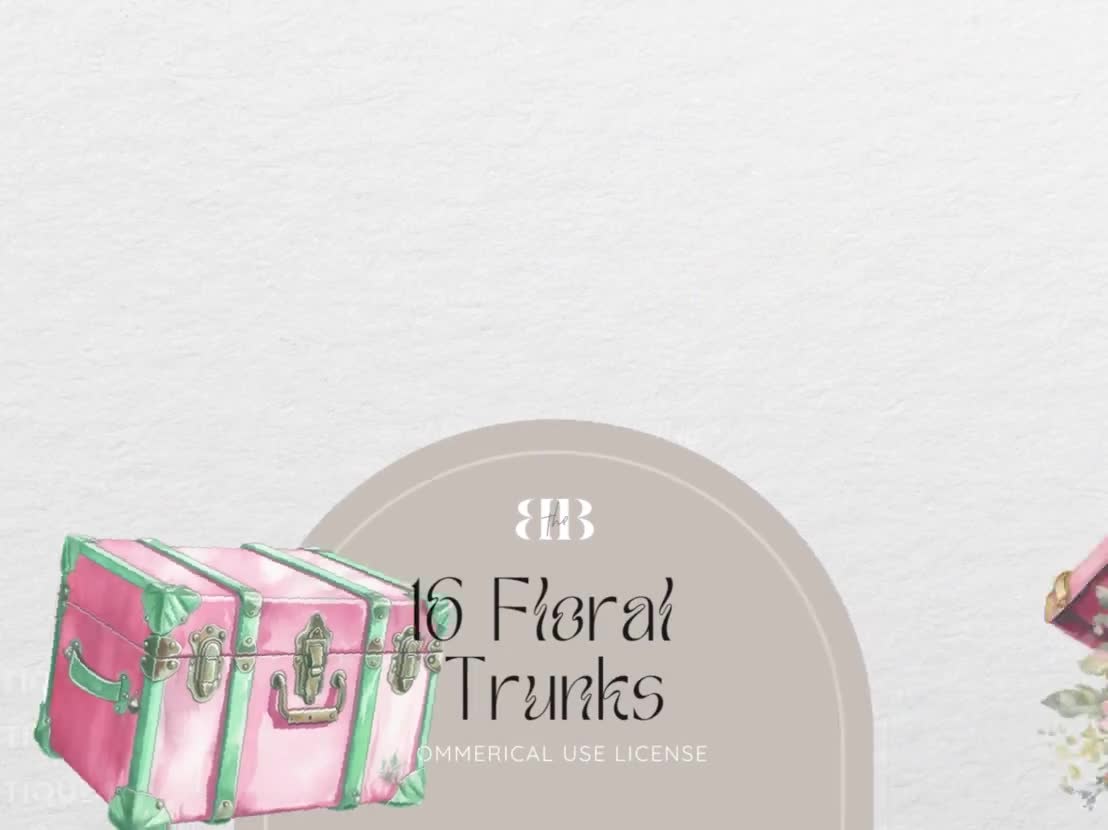 Floral Vintage Trunk Party Clipart PNG Gráfico por BLDGtheBrand · Creative  Fabrica