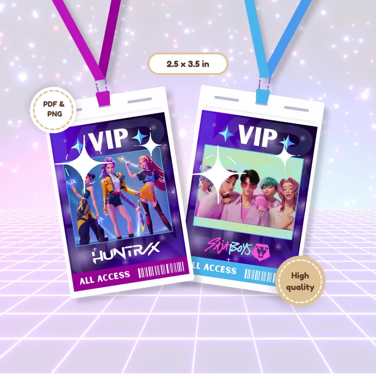 Kpop Demon Hunters VIP Access Card, Kpop Birthday Party Favor, VIP