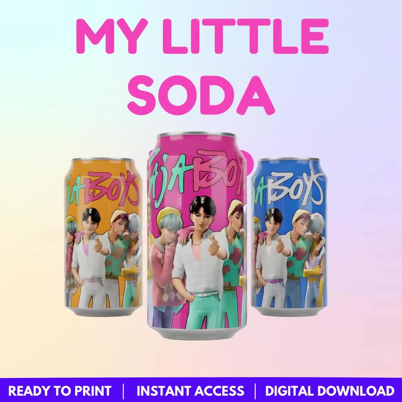 Kpop Demon Hunters Printable | 6 Color Printable Huntrix Soda Can