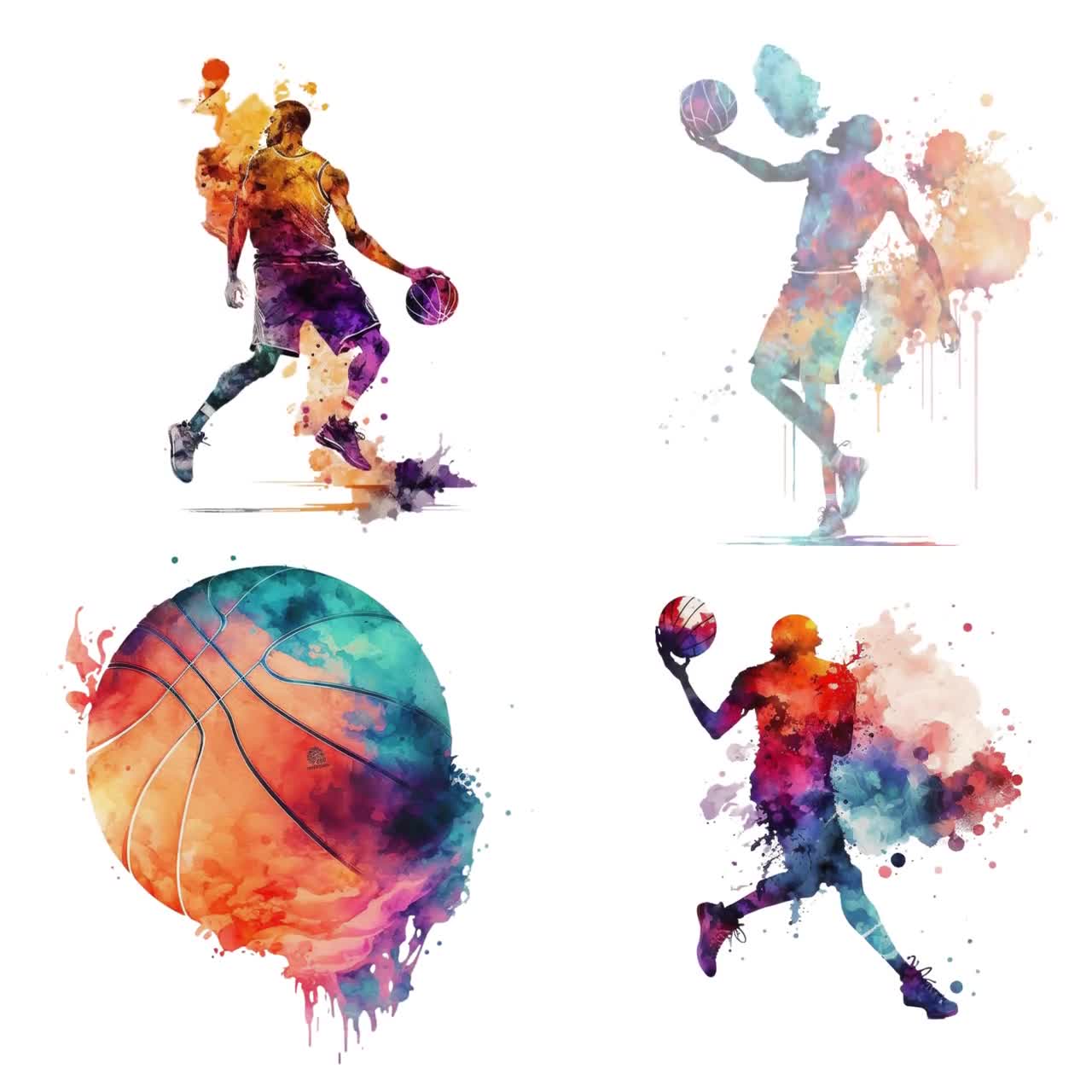 Palla da basket e giocatore di pallacanestro set di 4, arte stampabile di  pallacanestro, manifesti di pallacanestro, stampa d'arte sportiva, arte  stampabile di pallacanestro -  Italia