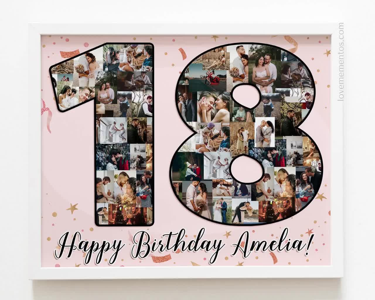 45th Birthday Gift for Her & Him, 45 Year Old Gift for Men Women, Happy  45th Birthday Party Decoration Invitation Card, Personalized Collage